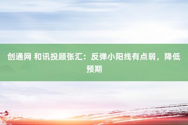 创通网 和讯投顾张汇：反弹小阳线有点弱，降低预期