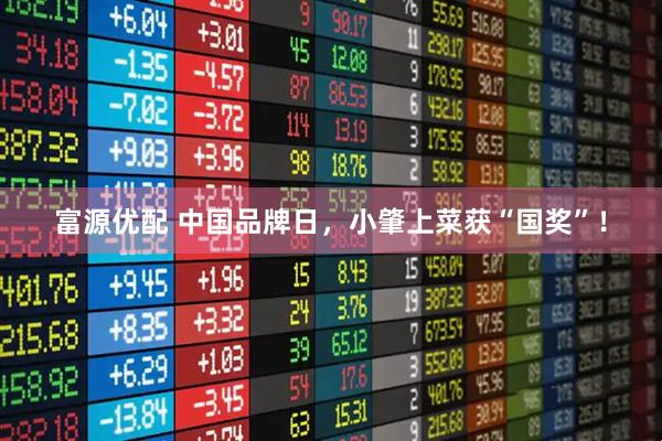 富源优配 中国品牌日，小肇上菜获“国奖”！