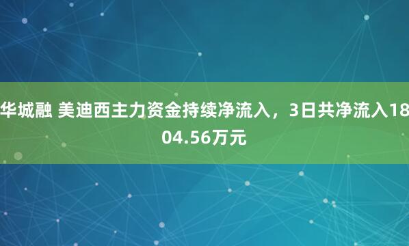 华城融 美迪西主力资金持续净流入，3日共净流入1804.56万元