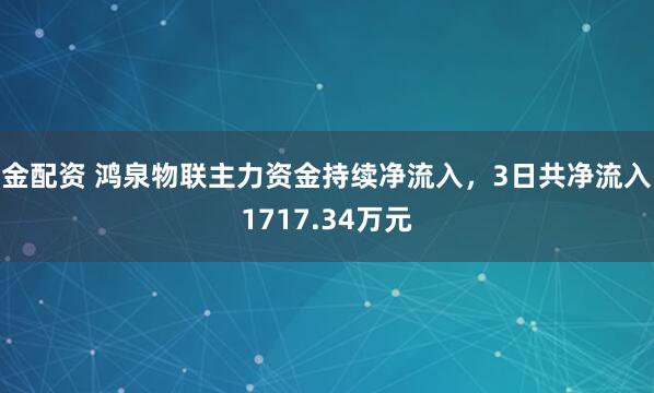 金配资 鸿泉物联主力资金持续净流入，3日共净流入1717.34万元