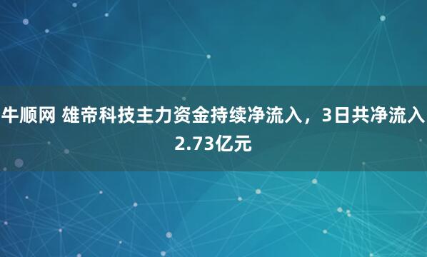 牛顺网 雄帝科技主力资金持续净流入，3日共净流入2.73亿元