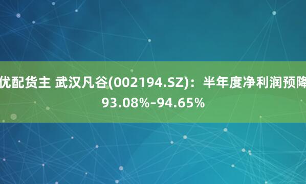 优配货主 武汉凡谷(002194.SZ)：半年度净利润预降93.08%–94.65%