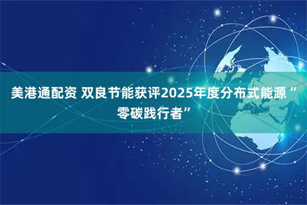 美港通配资 双良节能获评2025年度分布式能源“零碳践行者”